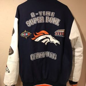 Leather sleeved Denver Broncos Bomber jacket